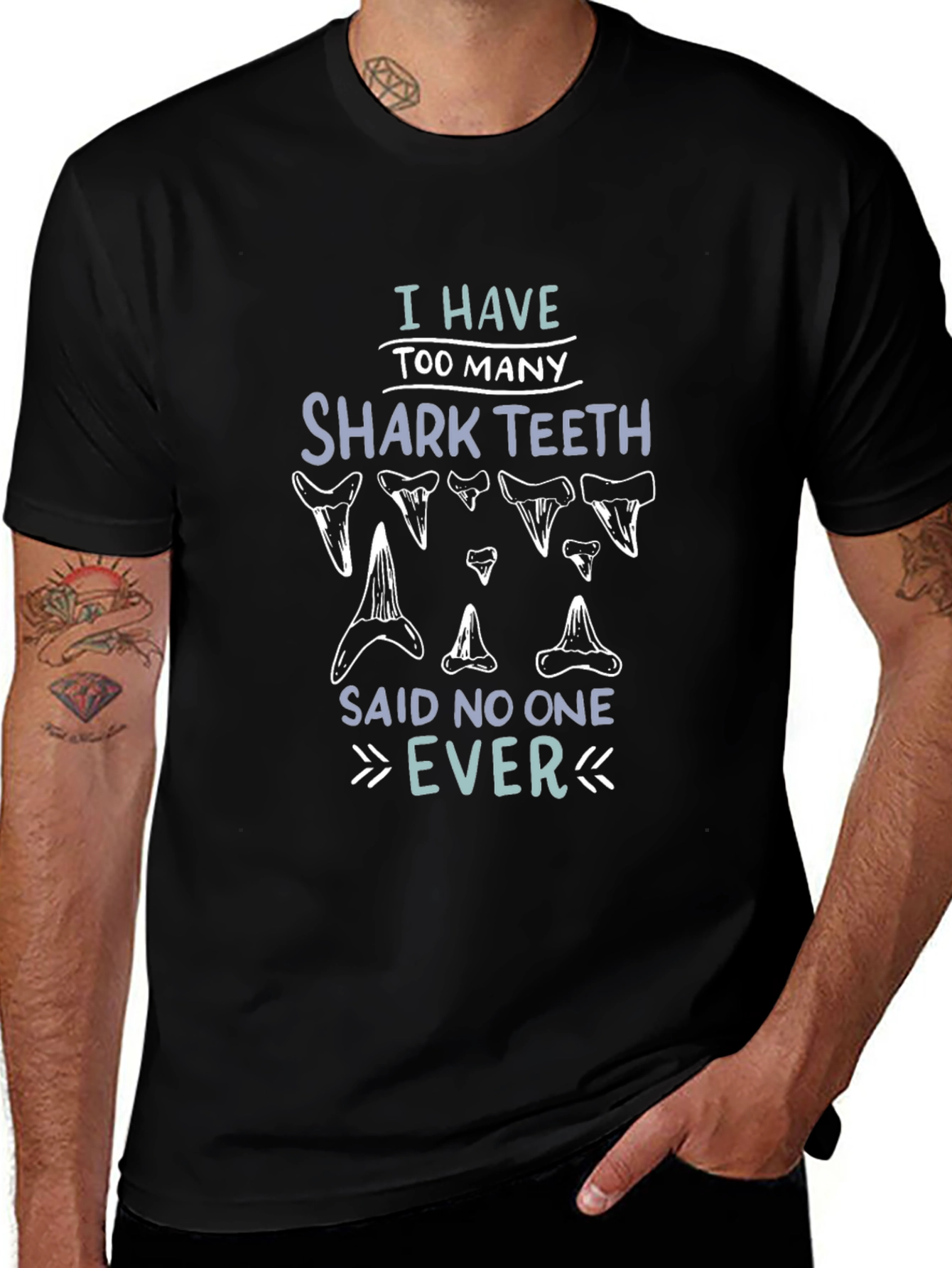 Shark Teeth Graphic Tee - Humorous Mens Shirt