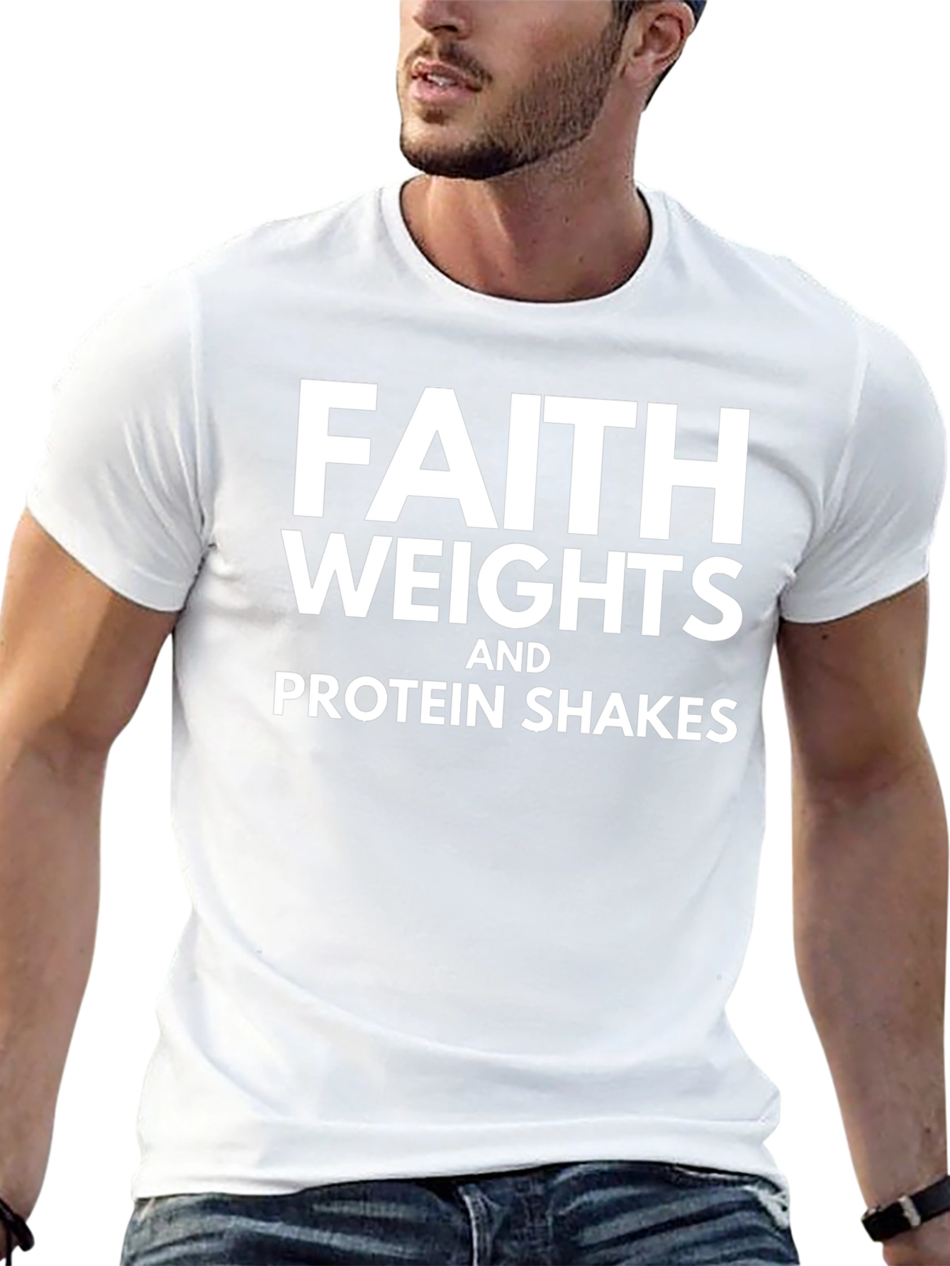 Faith Weights & Protein Shakes Black T-Shirt