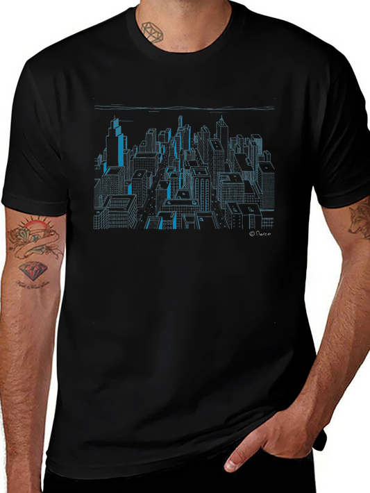 Cityscape Graphic Print Black T-Shirt
