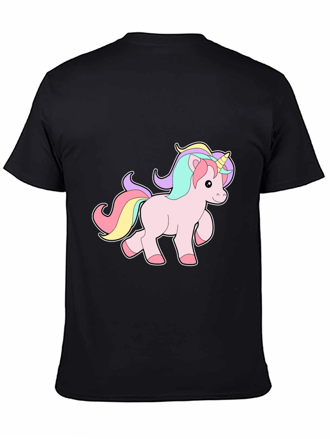 Unicorn Graphic Print Black T-Shirt