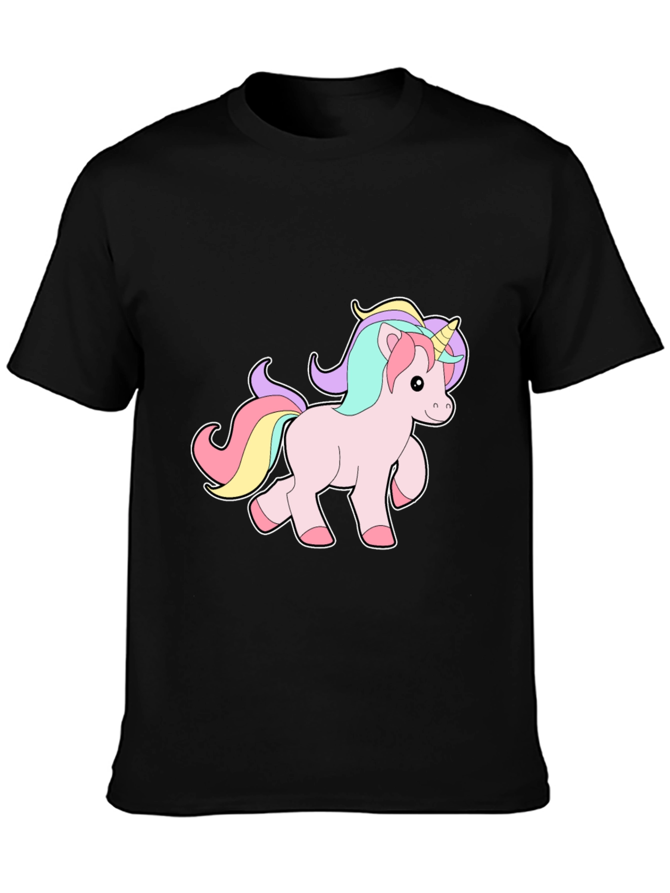 Unicorn Graphic Print Black T-Shirt