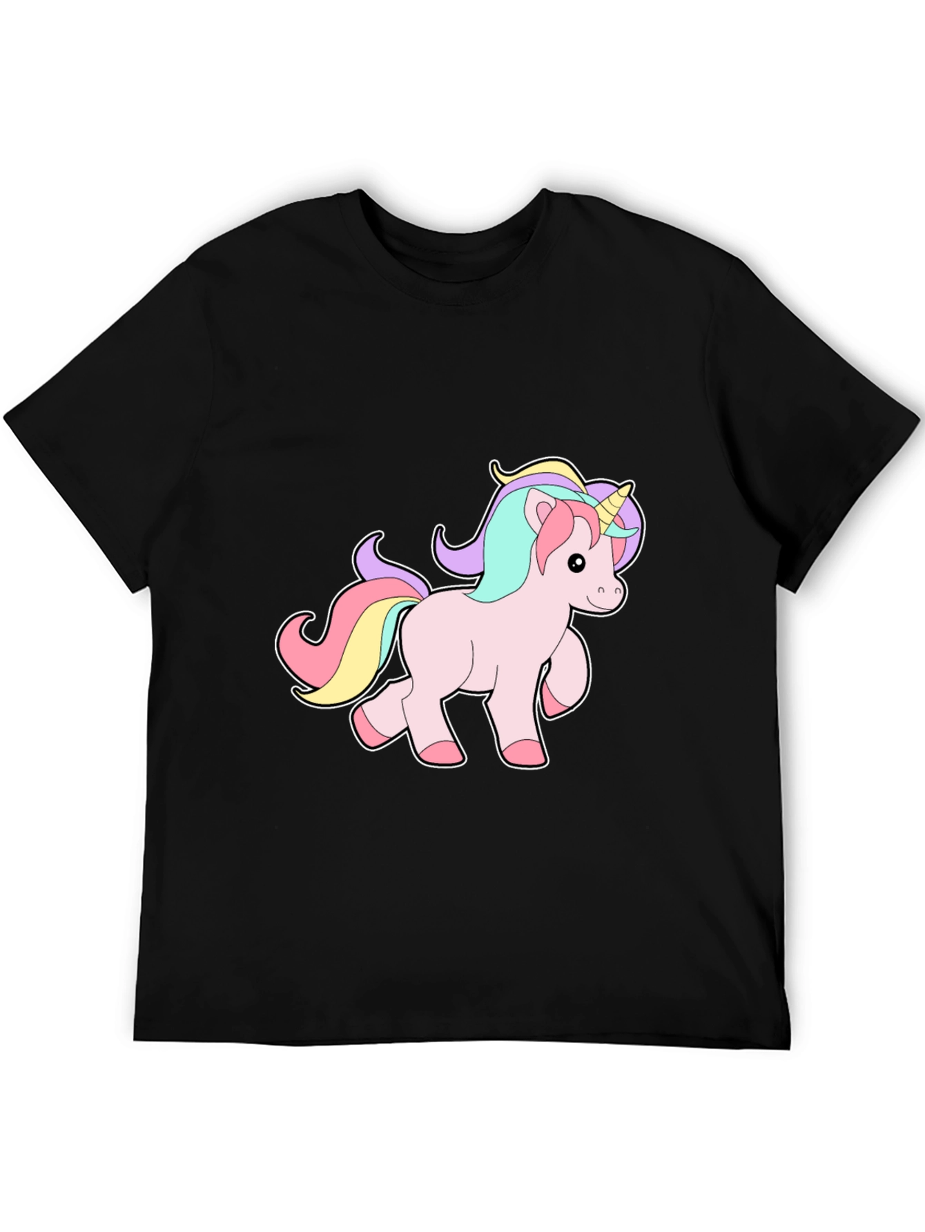 Unicorn Graphic Print Black T-Shirt
