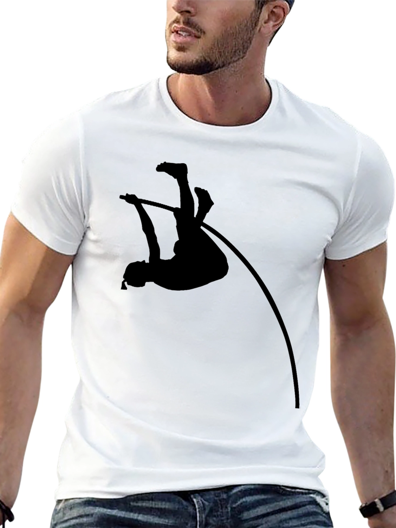 Pole Vault Silhouette Graphic T-Shirt - Black