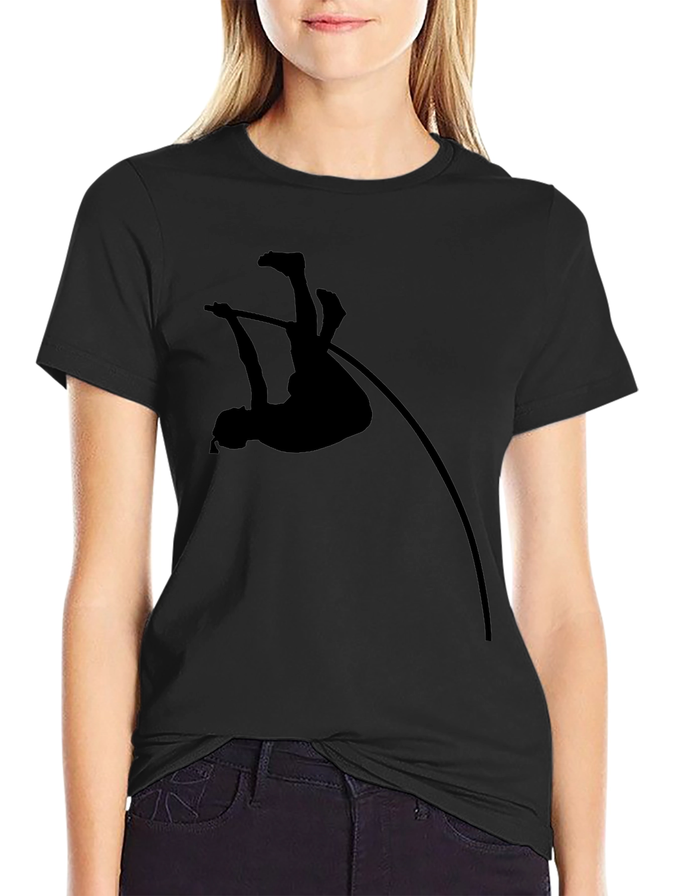 Pole Vault Silhouette Graphic T-Shirt - Black