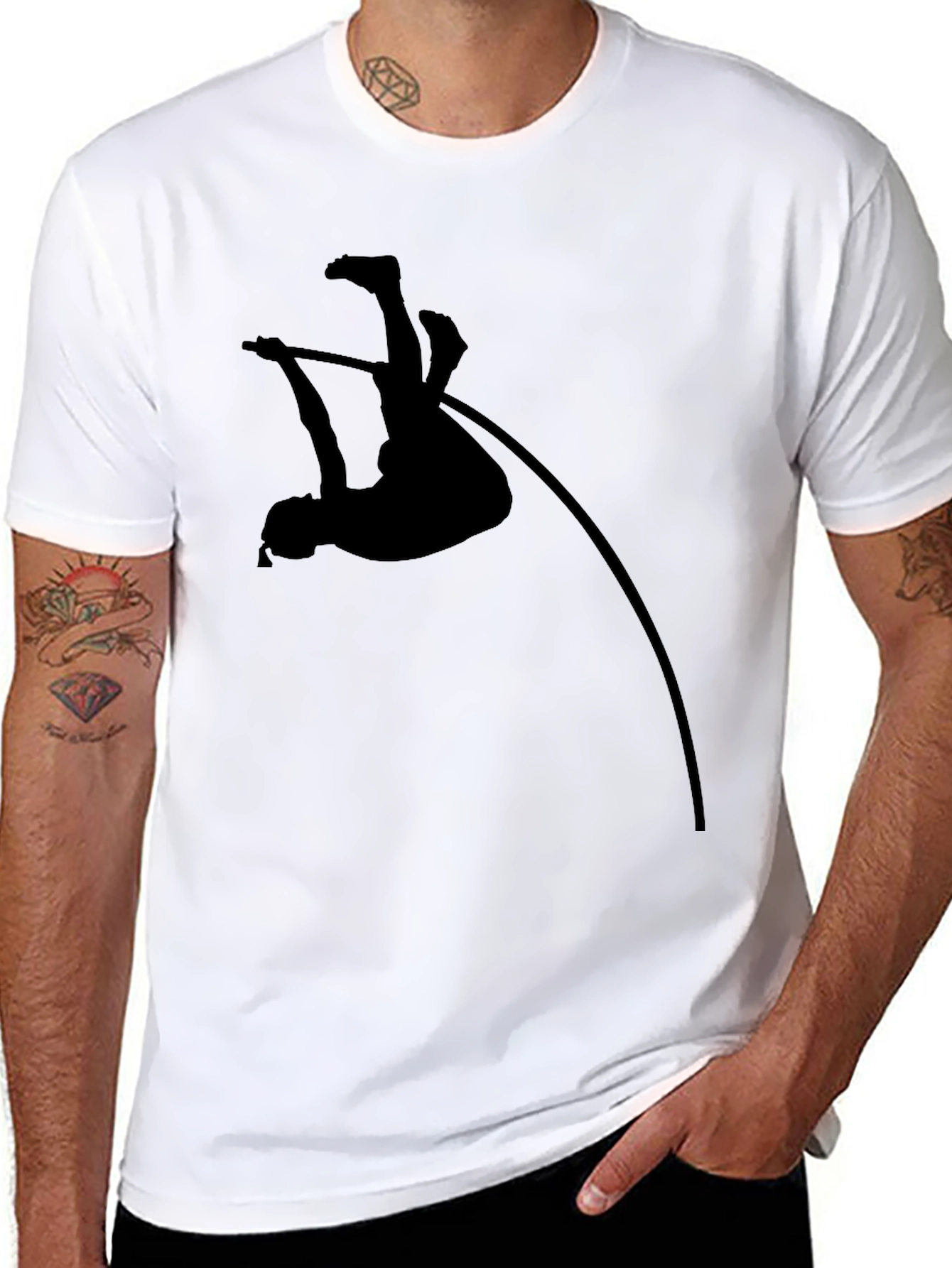 Pole Vault Silhouette Graphic T-Shirt - Black