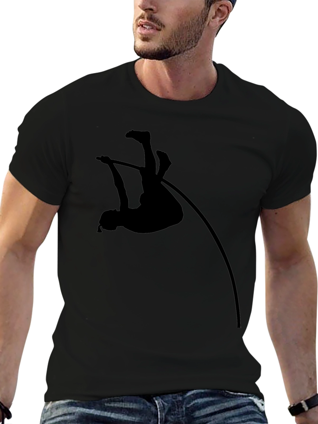 Pole Vault Silhouette Graphic T-Shirt - Black