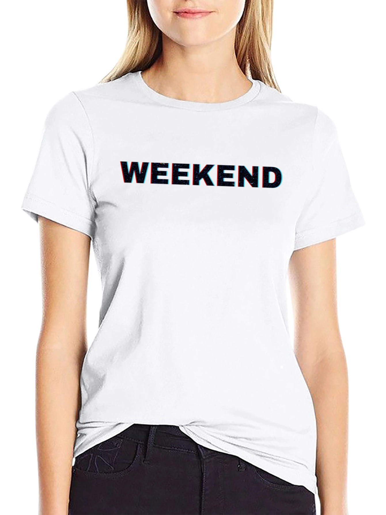 Weekend Glitch Graphic Tee - Casual Style