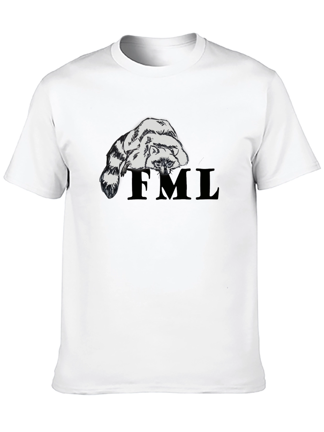Raccoon FML Graphic Tee - Black Crew Neck T-Shirt