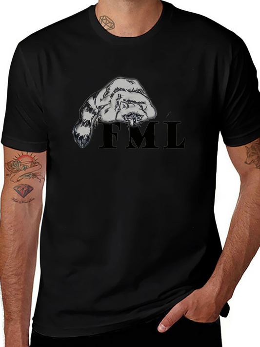 Raccoon FML Graphic Tee - Black Crew Neck T-Shirt