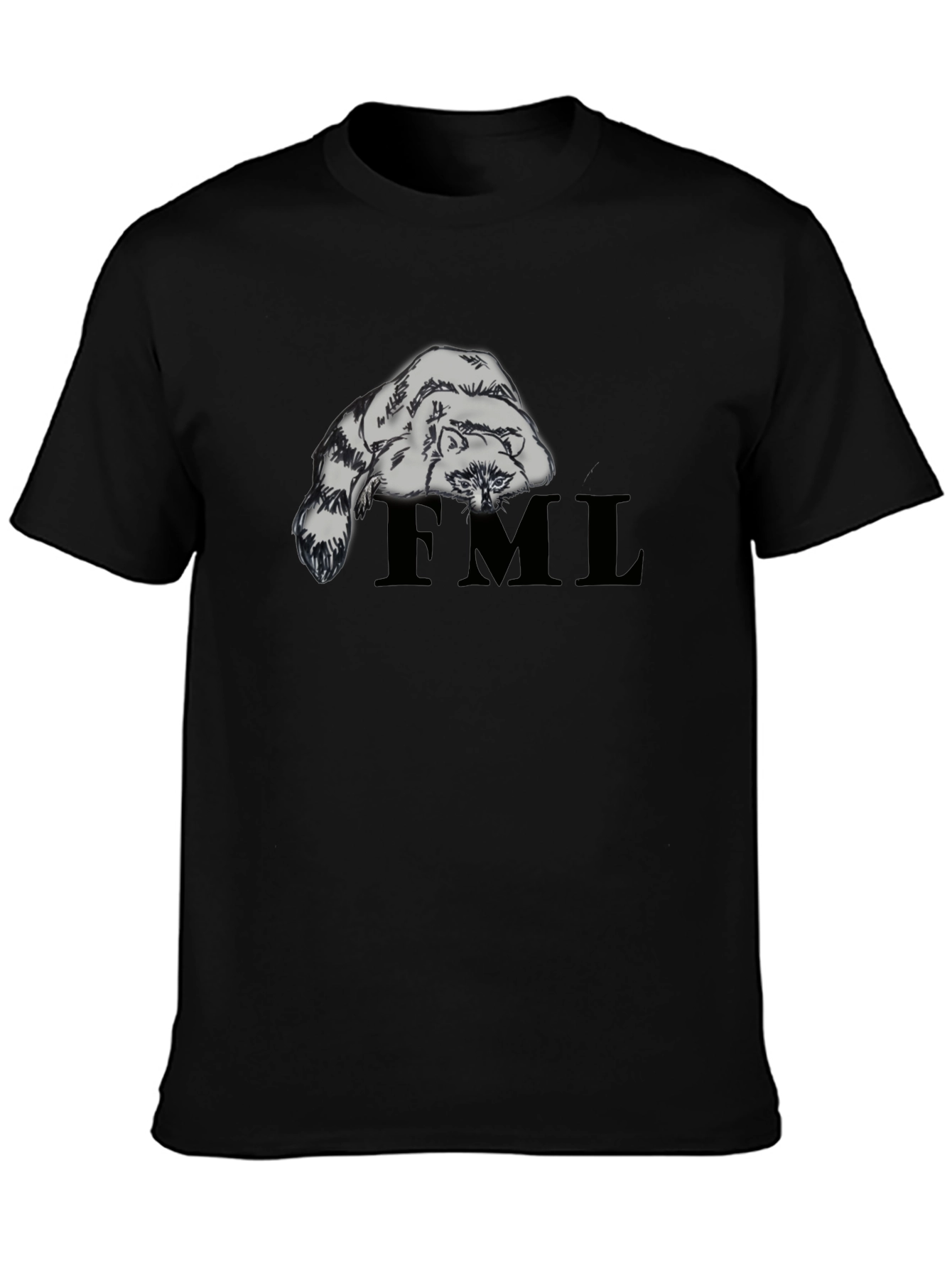 Raccoon FML Graphic Tee - Black Crew Neck T-Shirt