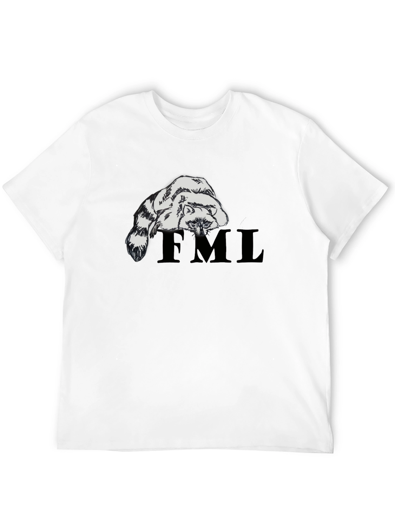 Raccoon FML Graphic Tee - Black Crew Neck T-Shirt