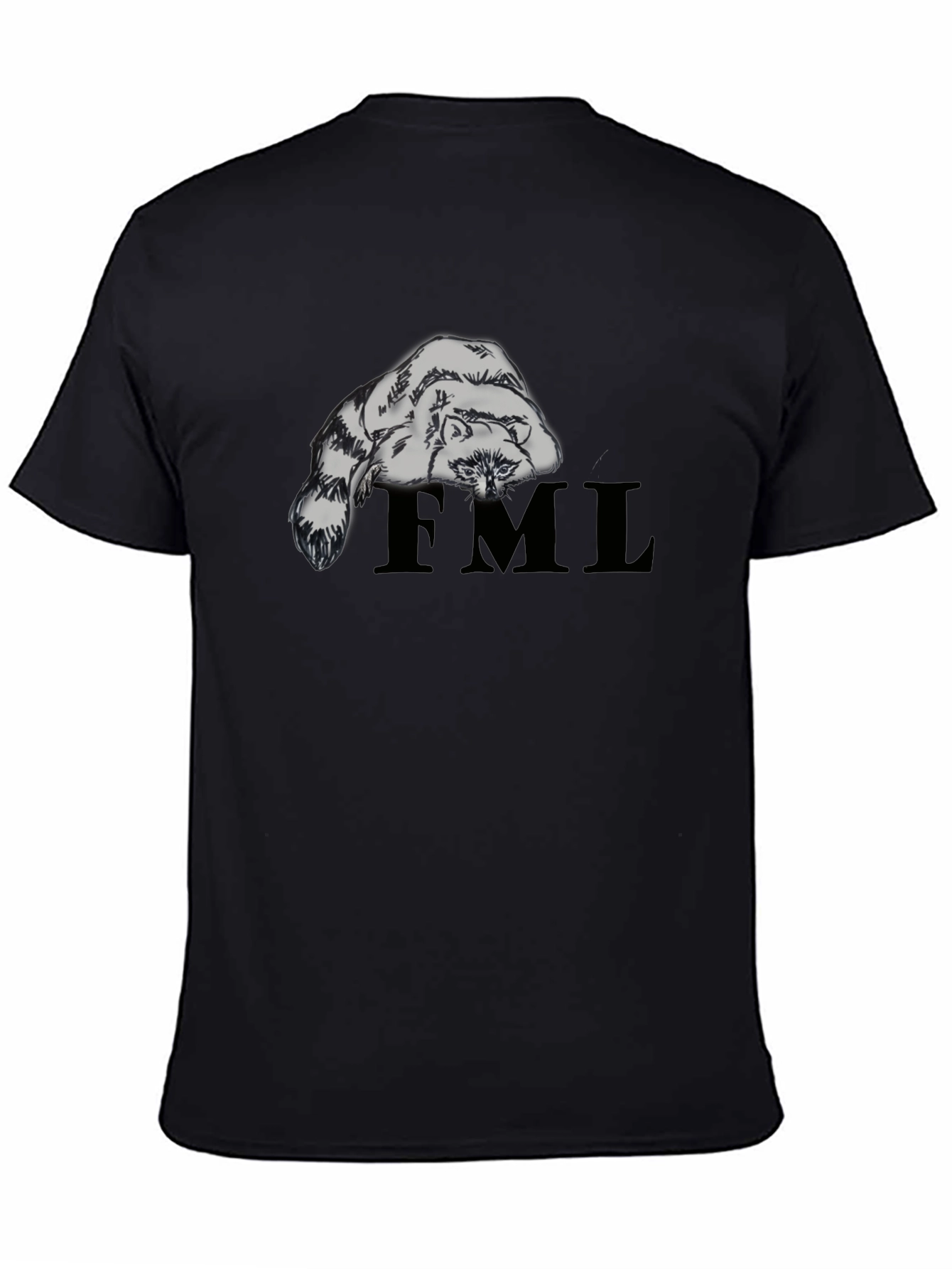 Raccoon FML Graphic Tee - Black Crew Neck T-Shirt