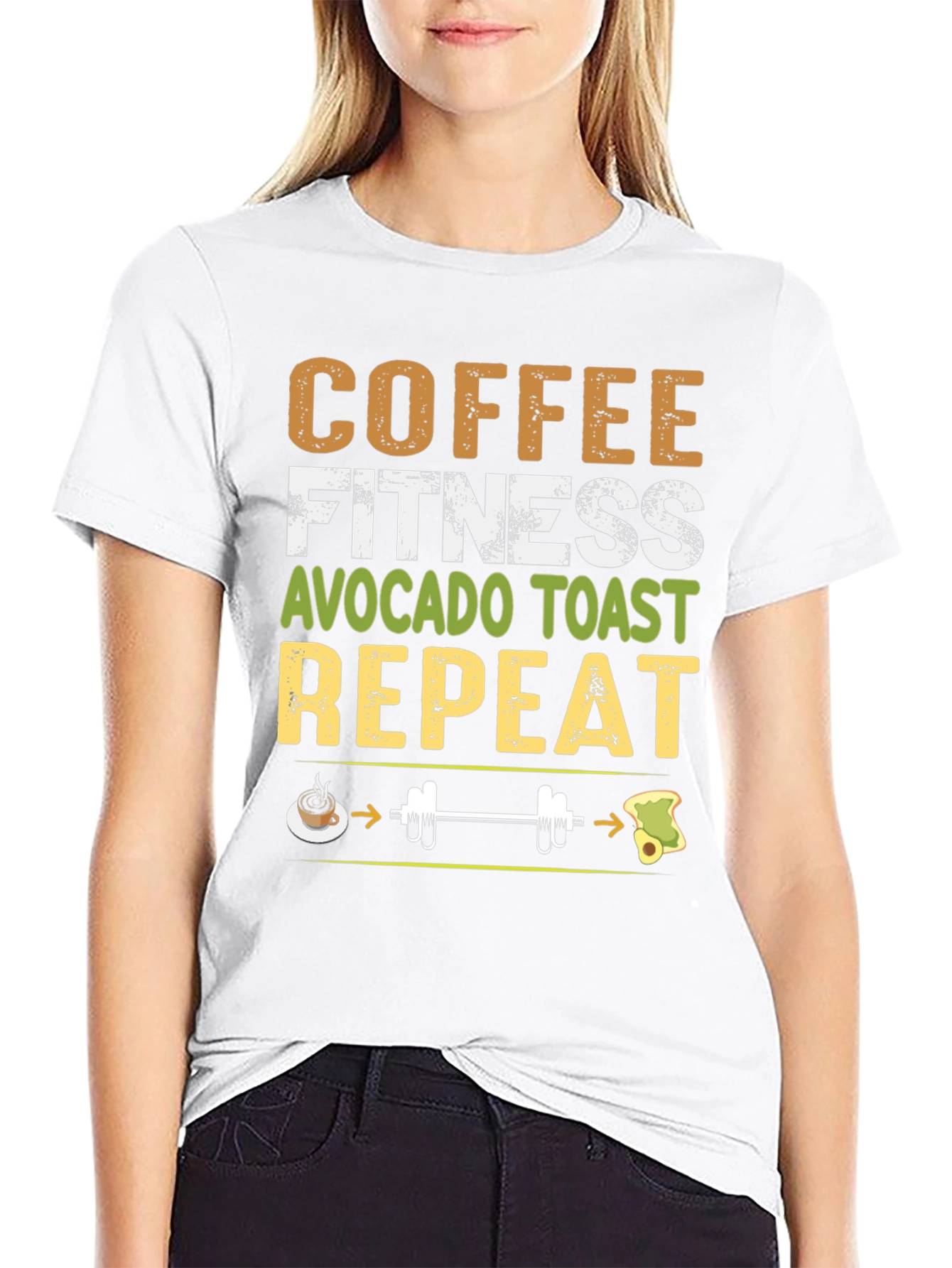 Coffee Fitness Avocado Toast Repeat Graphic Tee