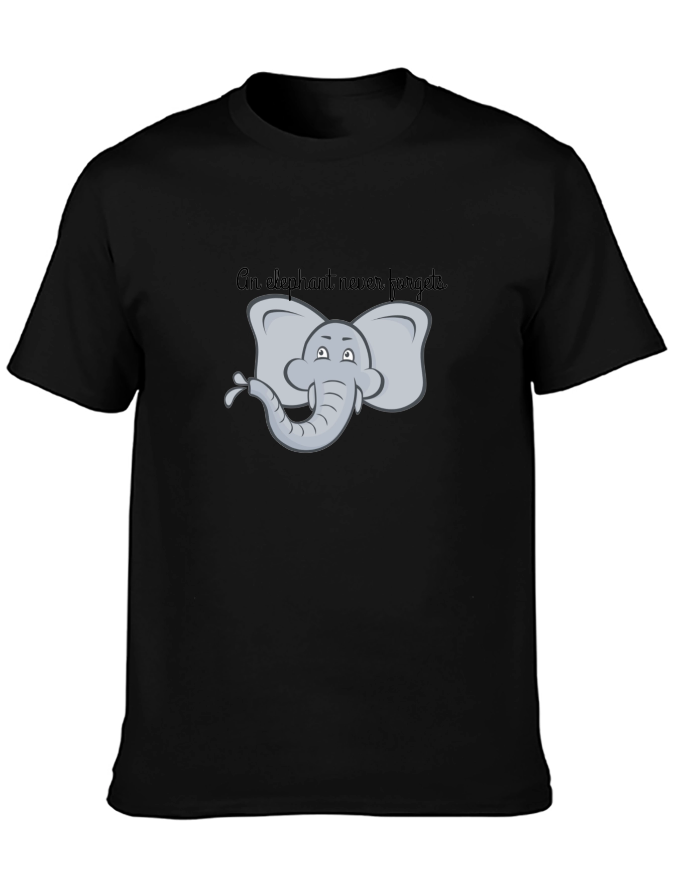 Elephant Never Forgets Graphic Tee - Black