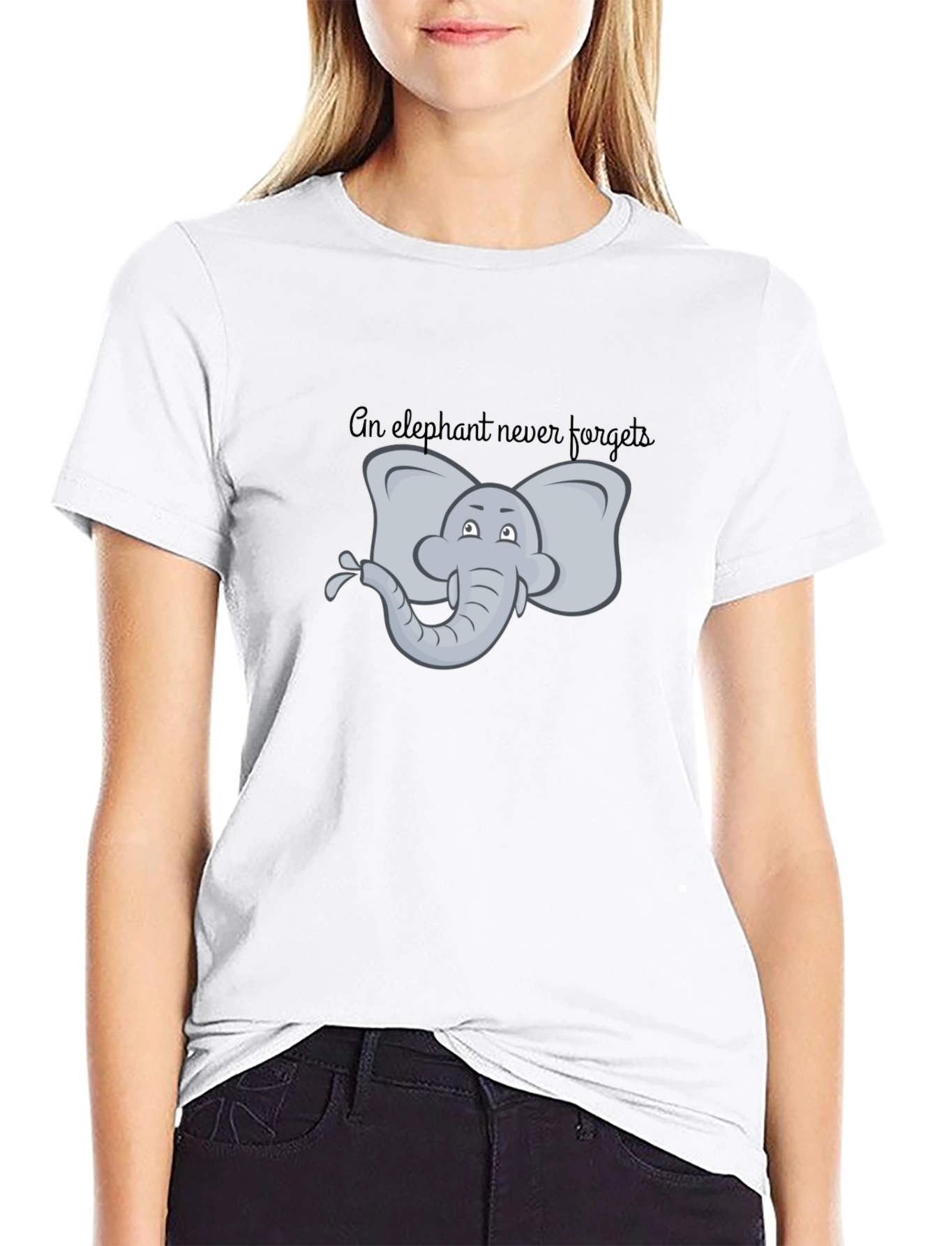 Elephant Never Forgets Graphic Tee - Black