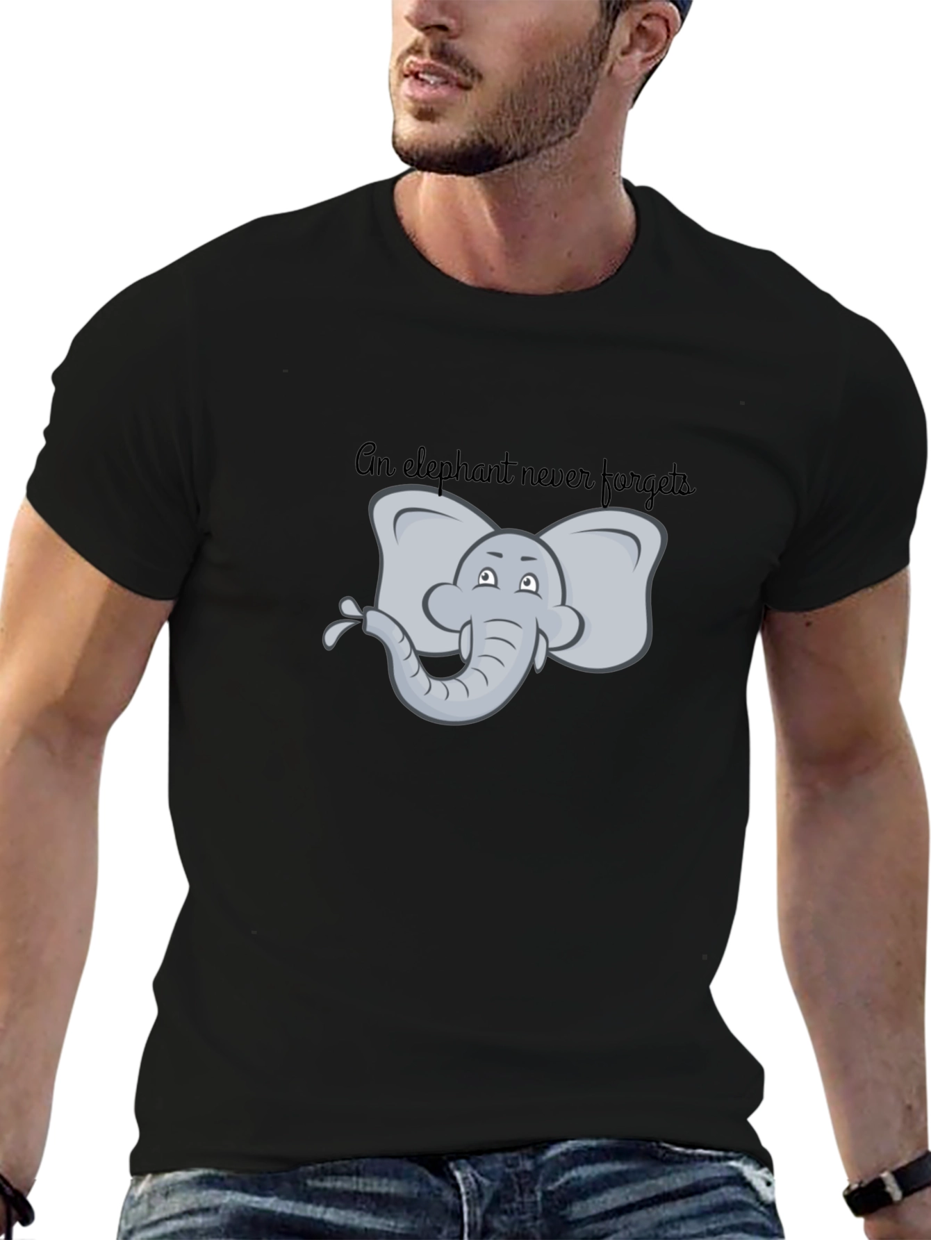 Elephant Never Forgets Graphic Tee - Black