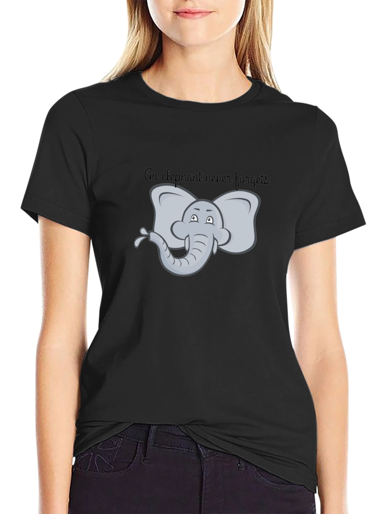 Elephant Never Forgets Graphic Tee - Black