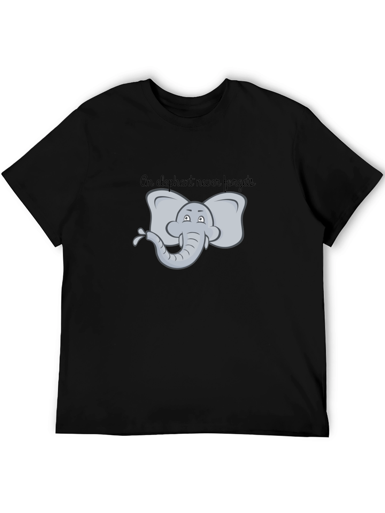 Elephant Never Forgets Graphic Tee - Black