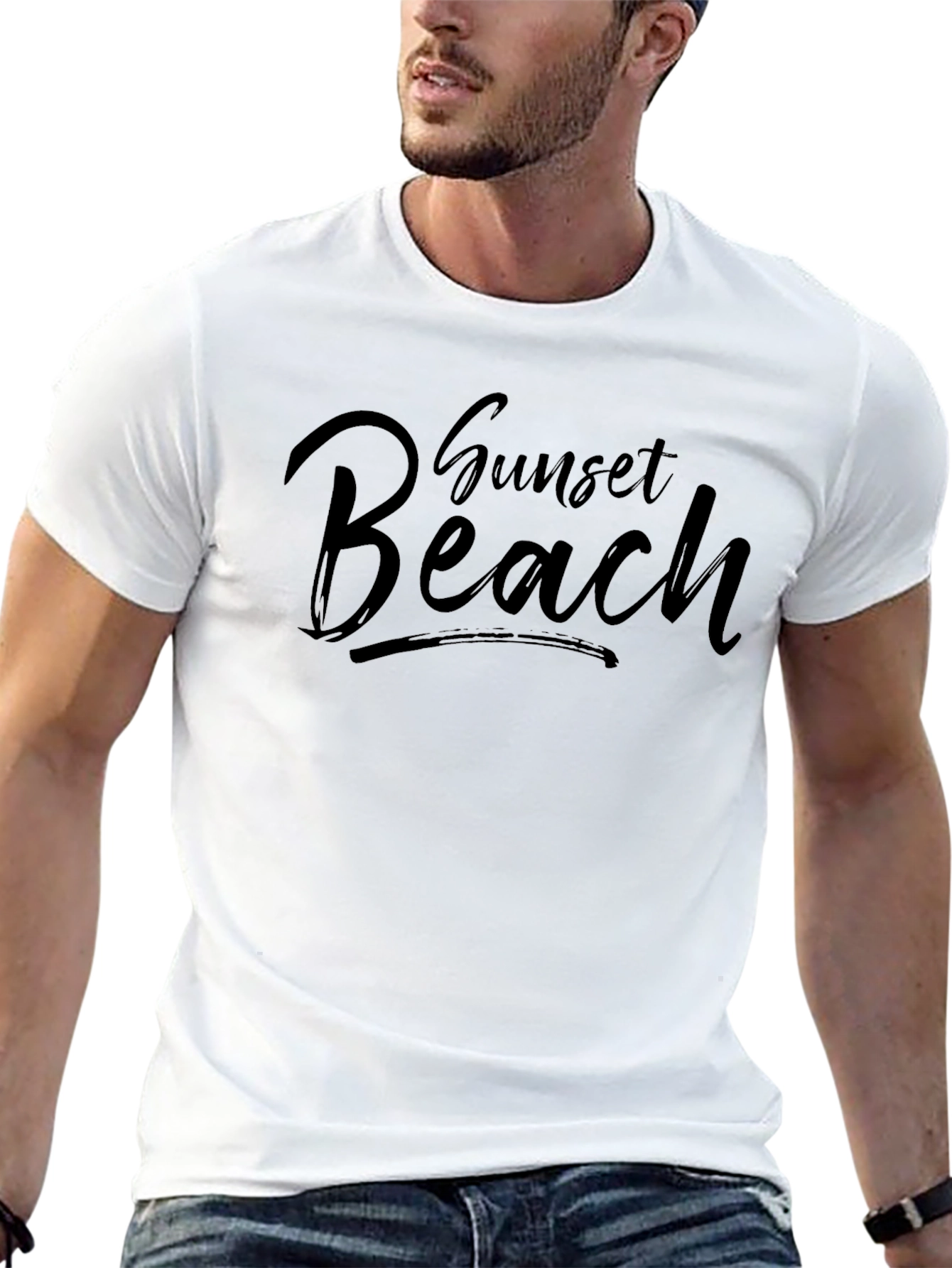 Sunset Beach Graphic T-Shirt - Black