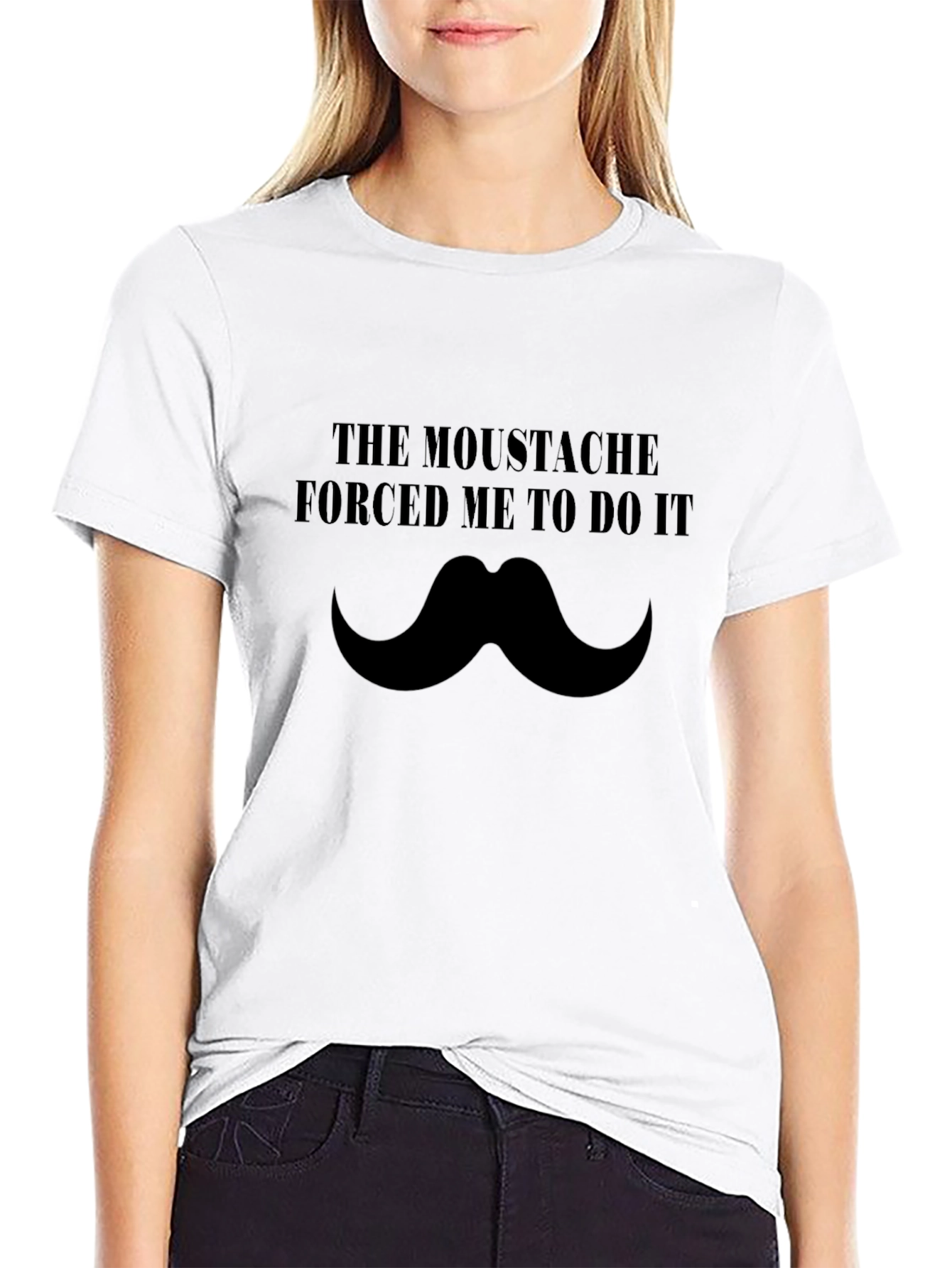 The Moustache Made Me Do It Black T-Shirt