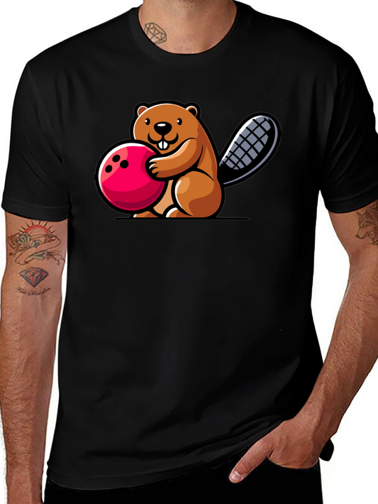 Bowling Beaver Graphic Tee - Fun Unique Design