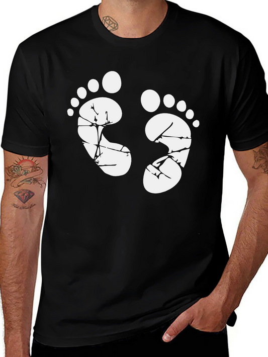 Baby Feet Graphic Print Black T-Shirt