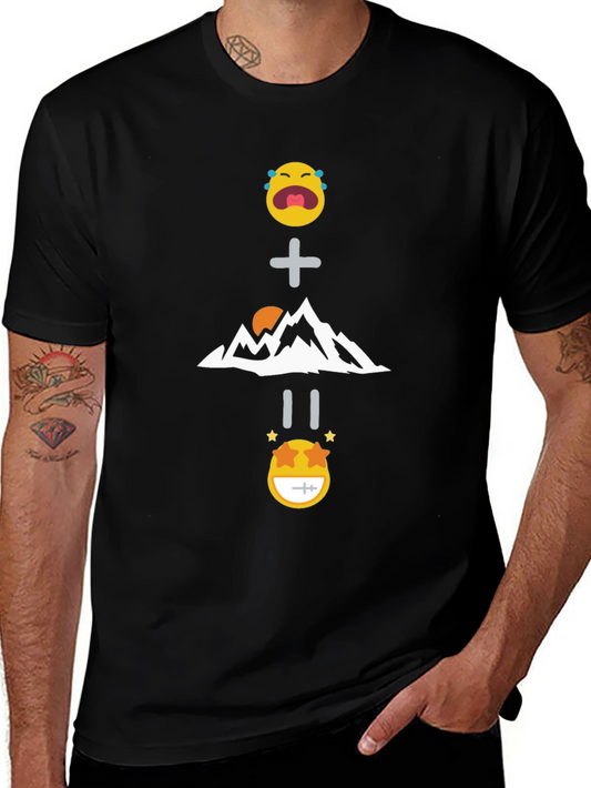 Funny Emoji Mountain Equation Black T-Shirt
