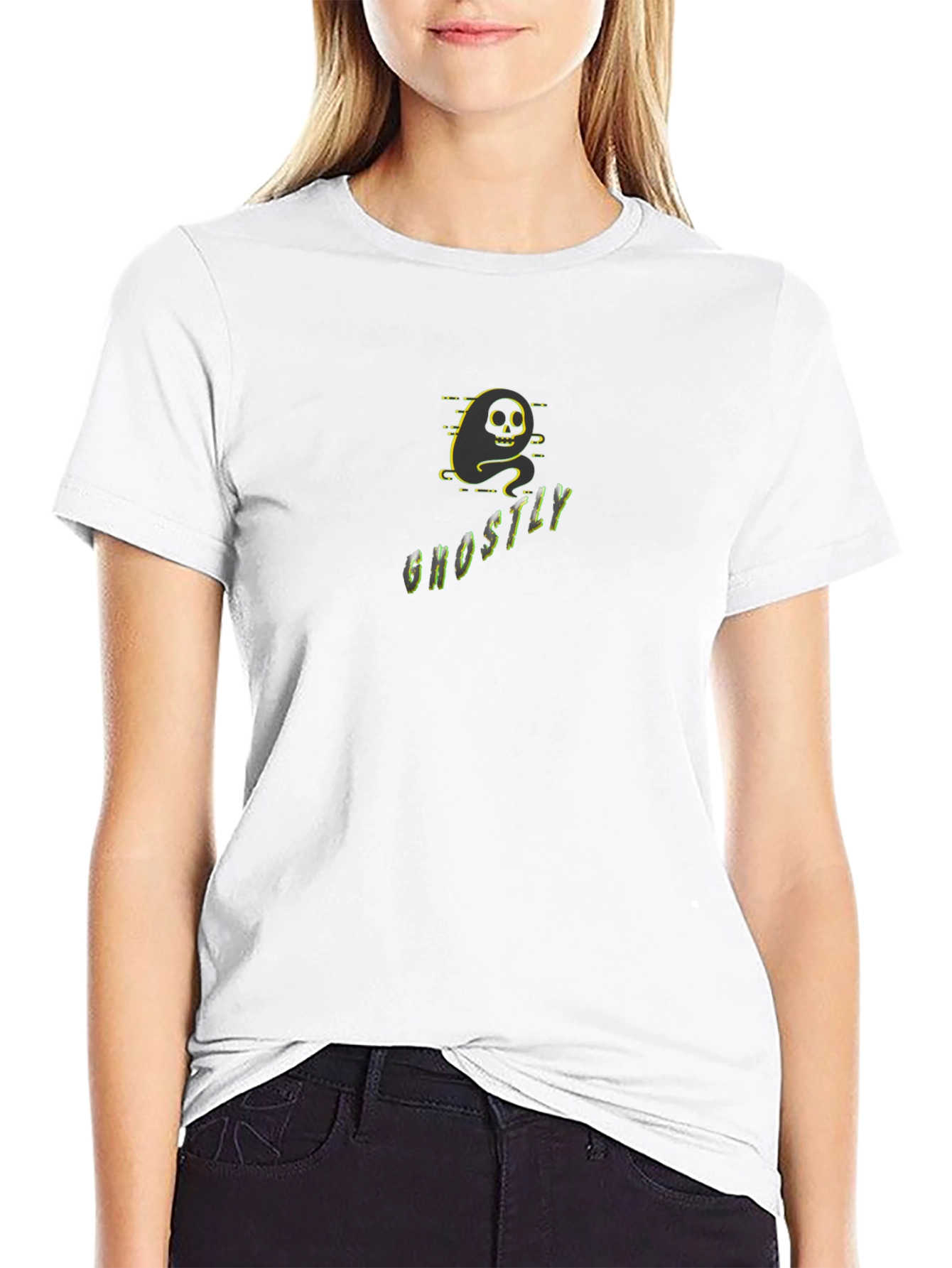 Ghostly Black Graphic Tee - Unique Spooky Style