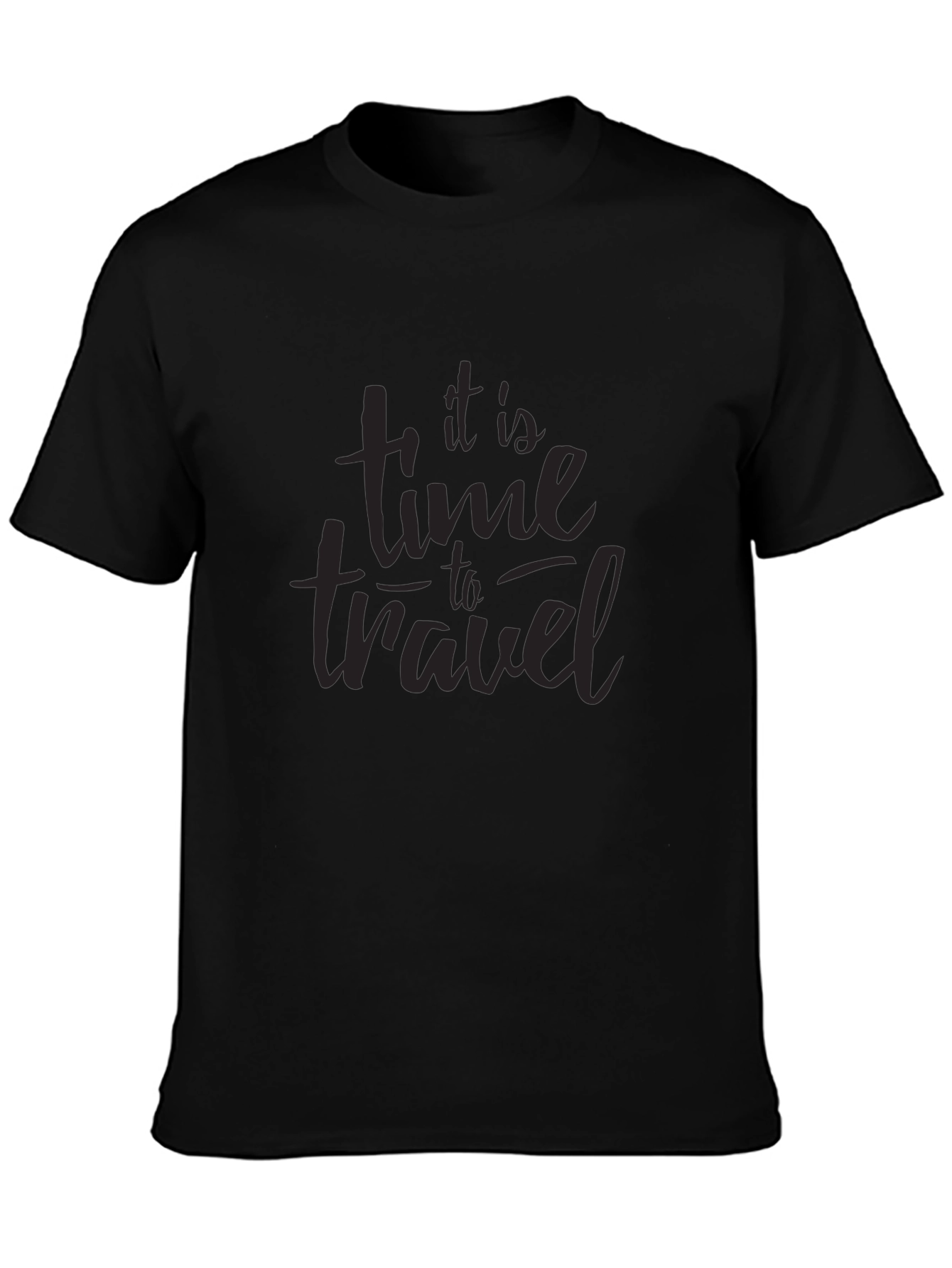 It Is Time To Travel Black Graphic T-Shirt