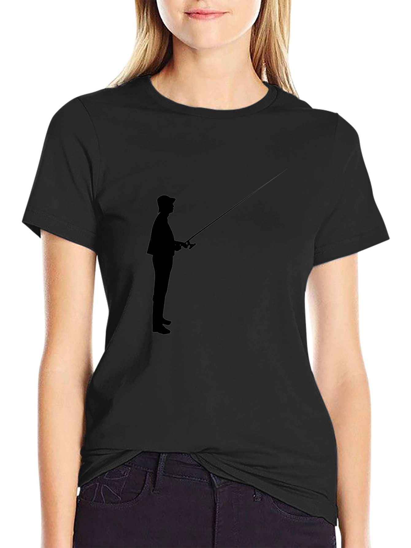 Fisherman Silhouette Black T-Shirt