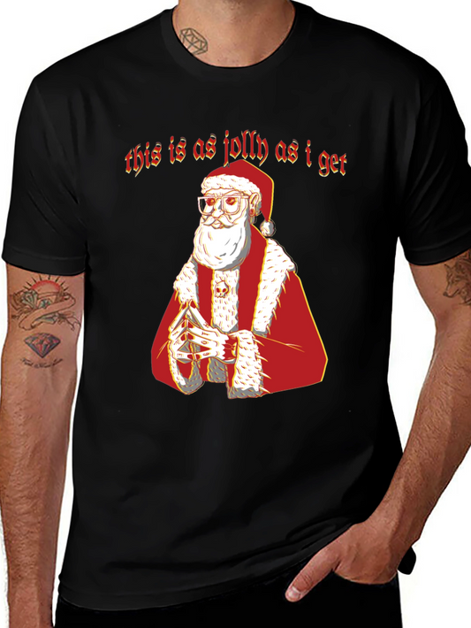 Grumpy Santa As Jolly As I Get Black T-Shirt