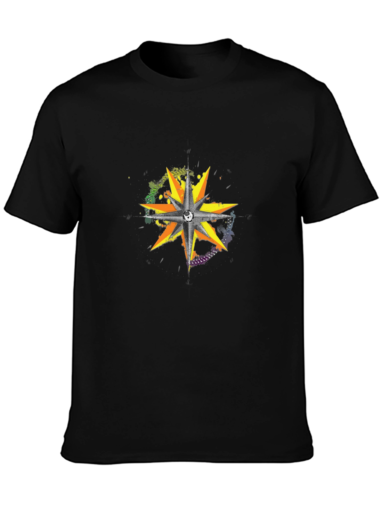 Graphic Starburst Crew Neck Tee - Black