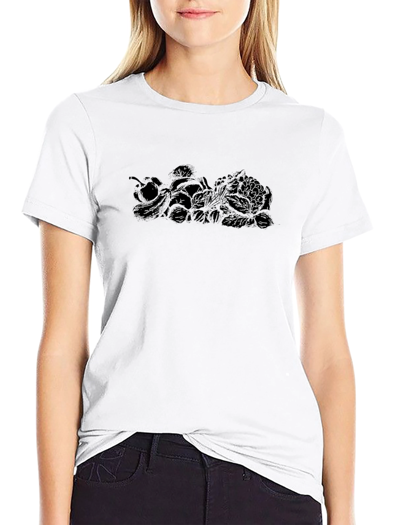 Mens Black Graphic Tee - Vegetable Design