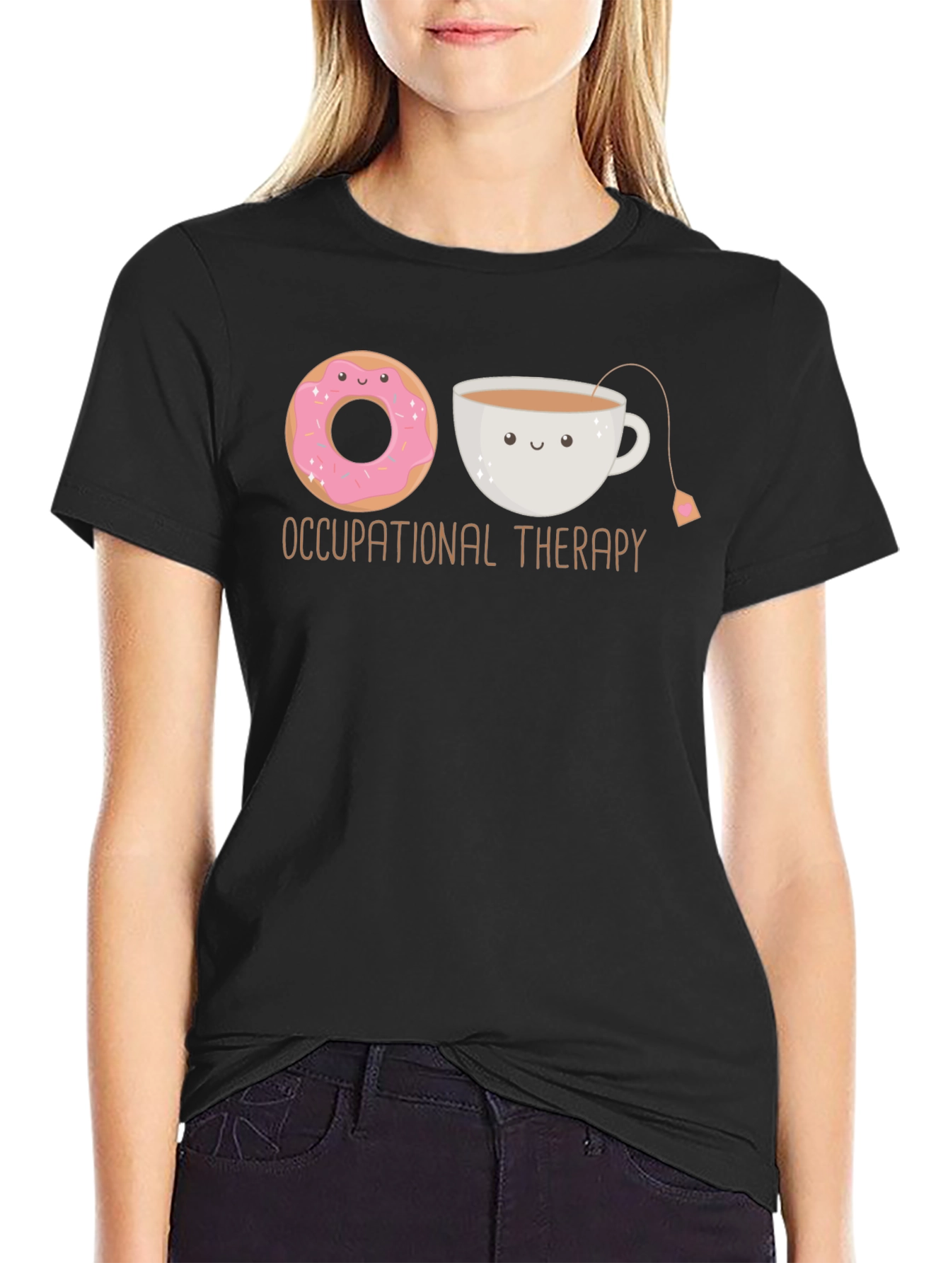 Occupational Therapy Donut & Tea Black T-Shirt