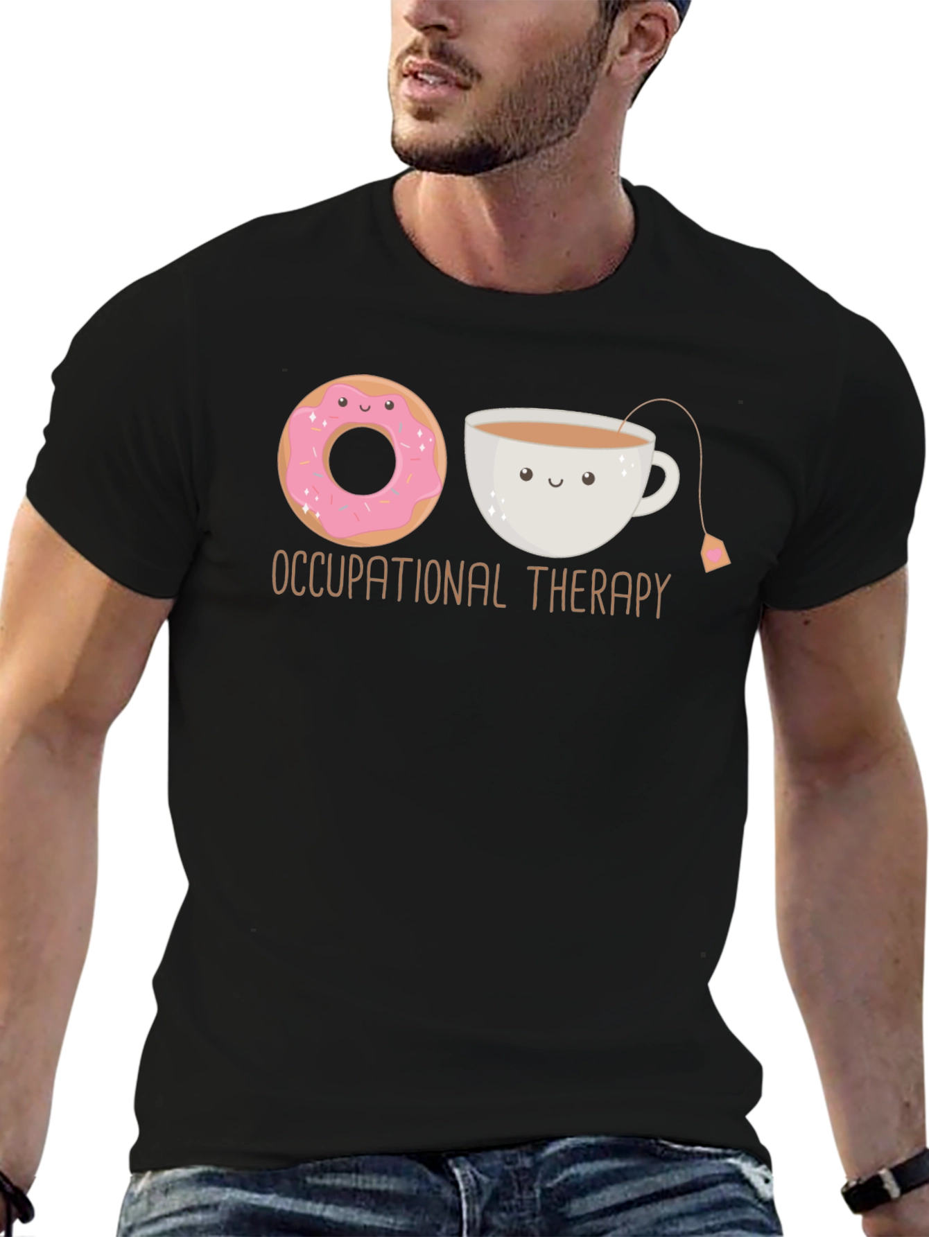 Occupational Therapy Donut & Tea Black T-Shirt