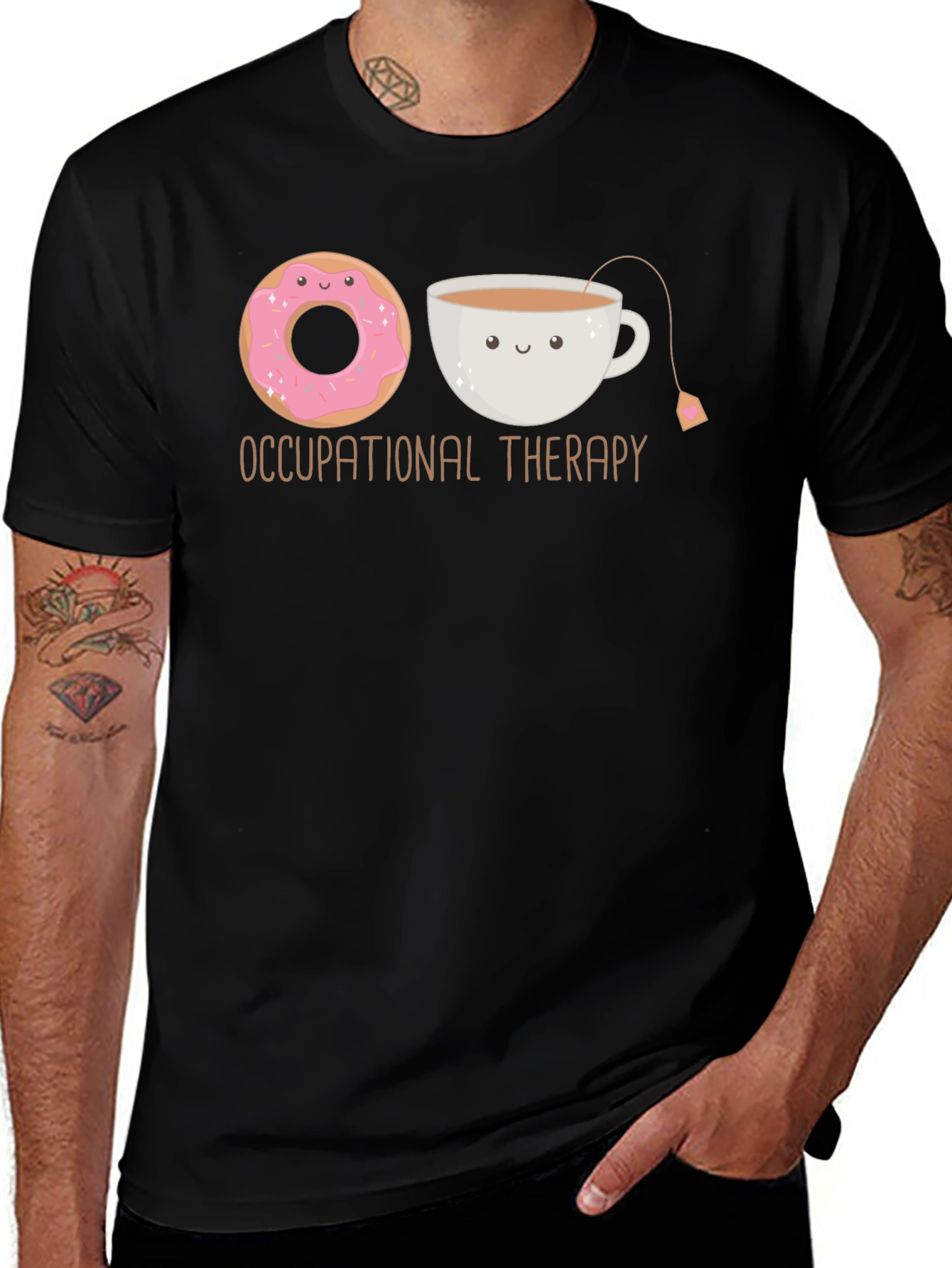 Occupational Therapy Donut & Tea Black T-Shirt
