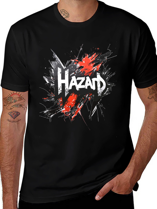 Hazard Graphic Print Black T-Shirt for Men