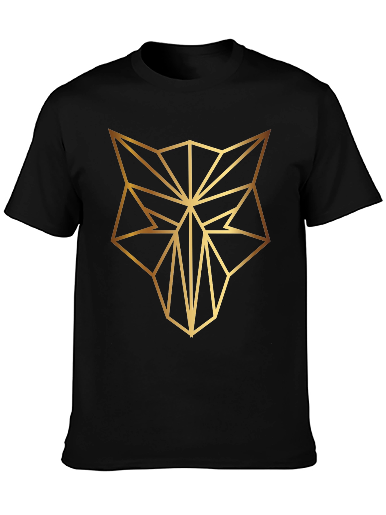 Geometric Wolf Tee - Stylish Mens Black T-Shirt