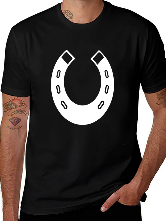 Lucky Horseshoe Graphic Tee - Black Cotton T-Shirt
